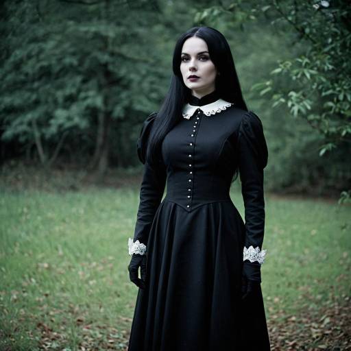 Victorian Gothic Woman in Black Dress