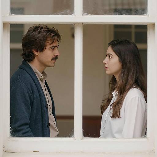 Couple Facing Each Other Through Window