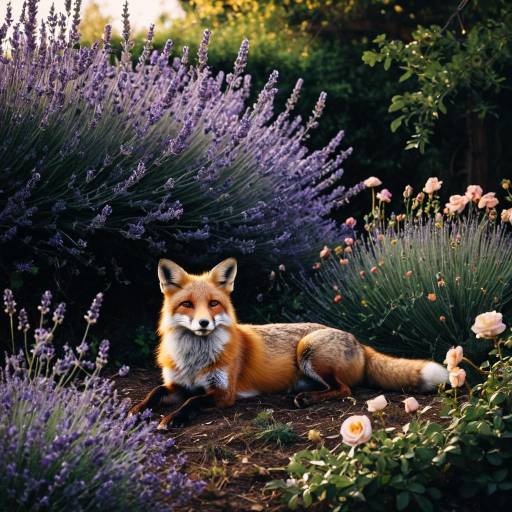 Elegant Red Fox in Floral Serenity