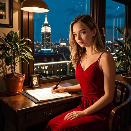 Glamorous Night Portrait in Modern Setting