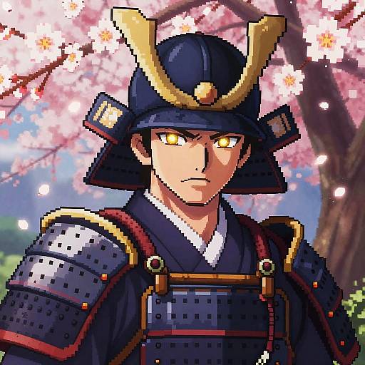 Pixel Art Samurai Portrait