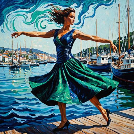 Vibrant Impressionism: Leather-Clad Dancer