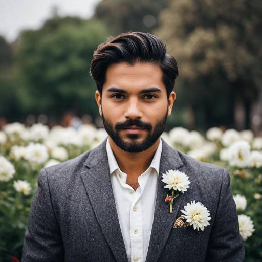 Man in Suit with Flowers