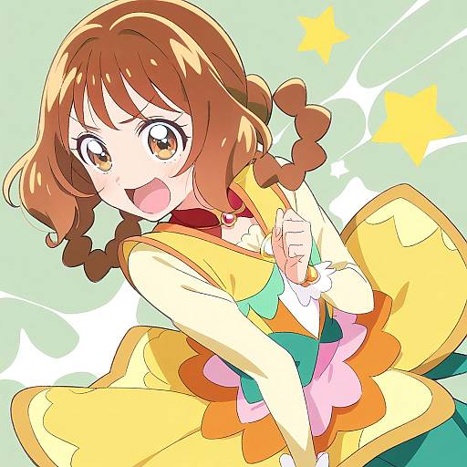 Illustration of Hanamichi ran, delicious party precure in the style of Donguri suzume