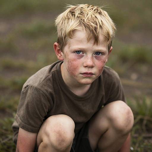 Serious Boy in Nature's Embrace