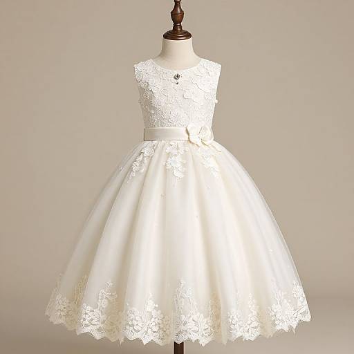 Peach Flower Girl Butterfly Lace Dress