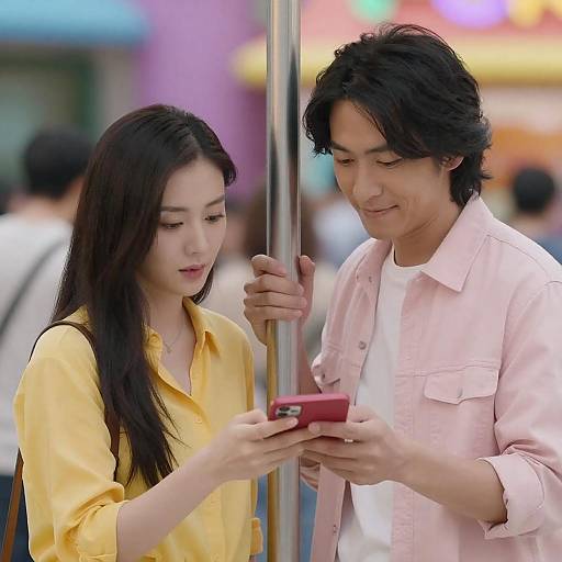 Asian Couple Using Smartphone Together