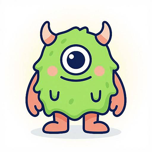 Cute Green One-Eyed Monster Cartoon