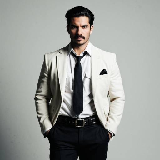 Man in White Suit with Black Tie