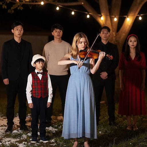 Nighttime Outdoor Gathering with Music