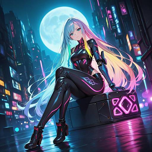 Cyborg Fashion Portrait in Moonlight
