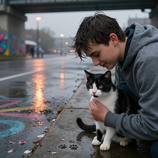 Candid Moment in a Neon Riverside