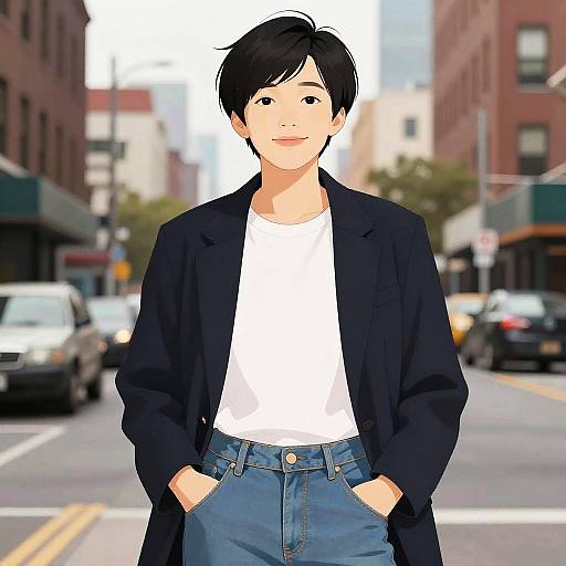 2020s Androgynous Urban Stylist Editorial Portrait