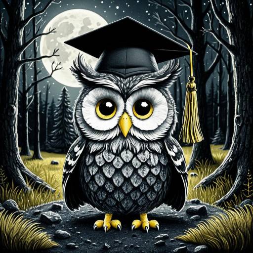 Charming Graduation Owl in Cartoon Style