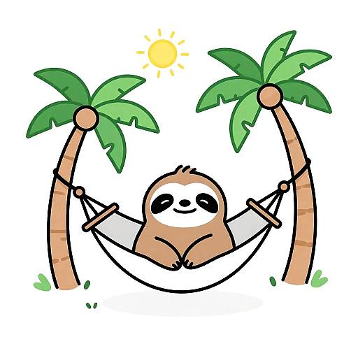 Sleepy Sloth Hammock Coloring Scene