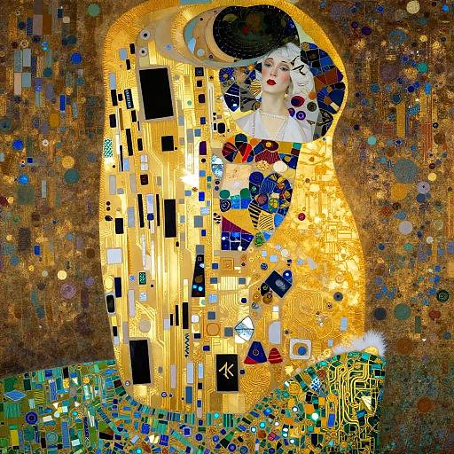 Golden Android Courtesan in Art Nouveau