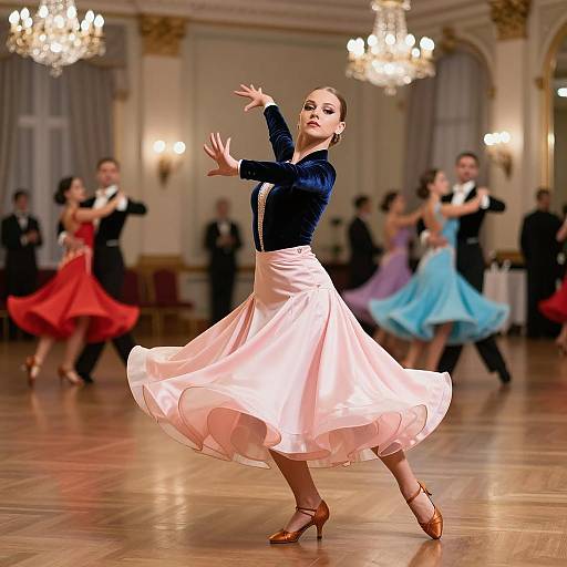 Elegant Ballroom Dance in Full Motion