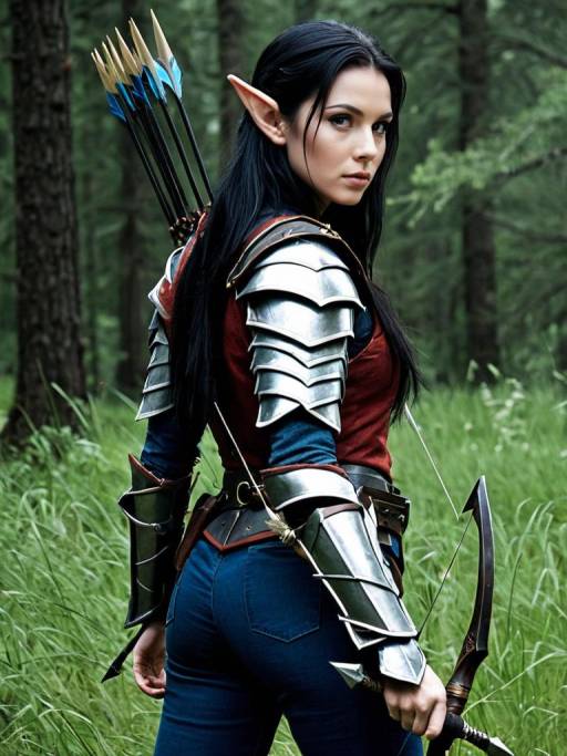 Elf Archer in Armor in Forest