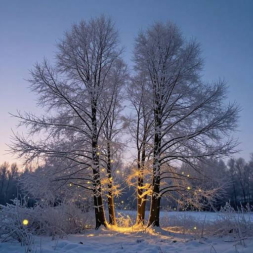 Frosty Trees and Firefly Twilight