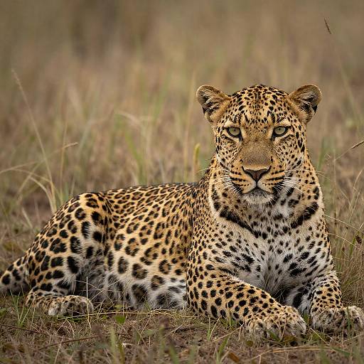Resting Leopard in Tall Grass