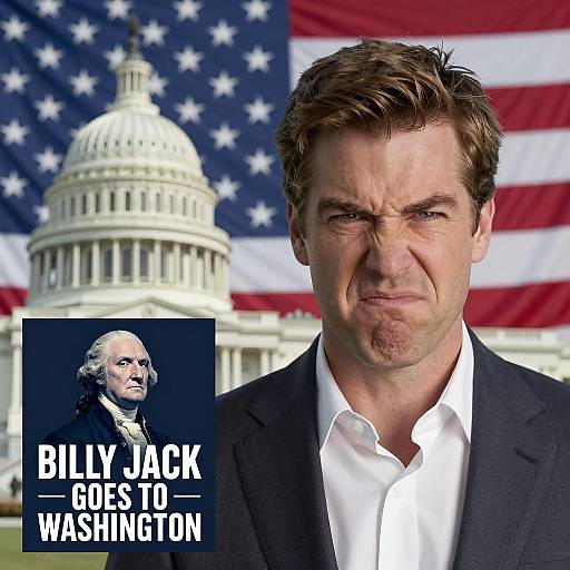 Political Man at Capitol with Book Cover