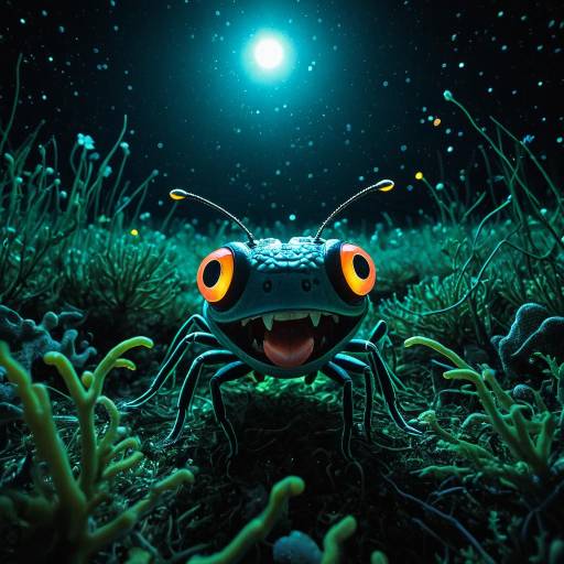 Bioluminescent Firefly on Luminescent Coral