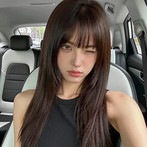 Portrait of Young Woman in Car