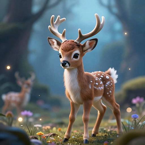Hyper Realistic Magical Fawn in Wonderland