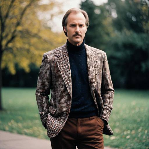 Man in 80s Patterned Blazer and Turtleneck