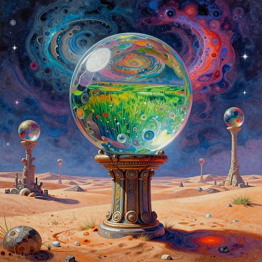 Hyperrealistic Cosmic Landscape Crystal Ball
