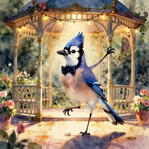 Playful Blue Jay Garden Performance