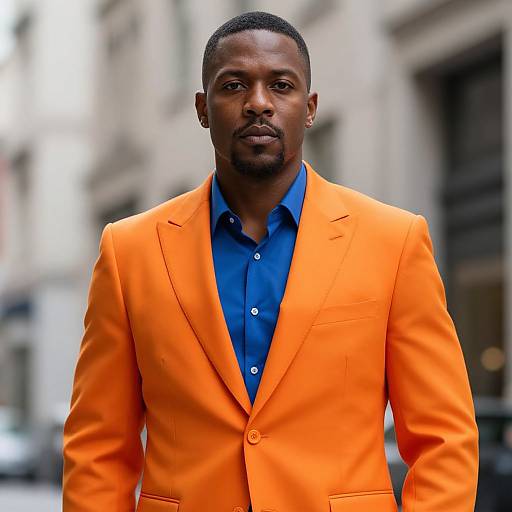 Man in Vibrant Orange Suit
