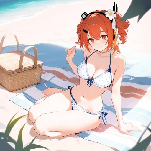 Adachi Rei Enjoying a Beach Picnic