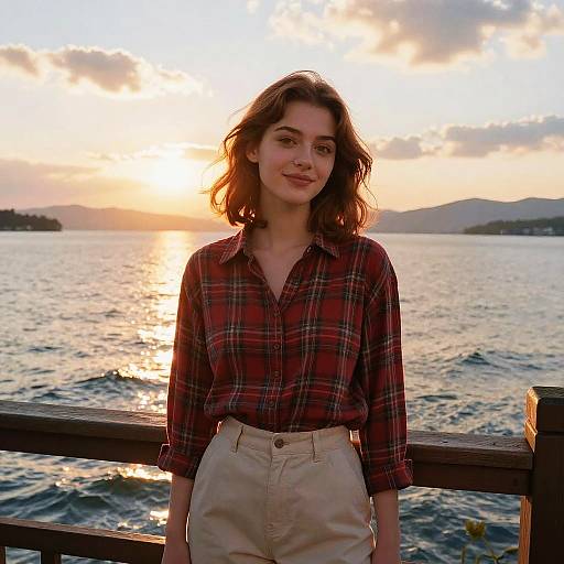 Serene Sunset Portrait of Woman