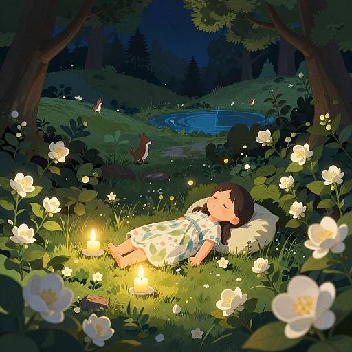 Whimsical Midnight Jasmine Courtyard