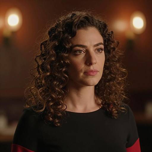 Woman in Black with Warm Background