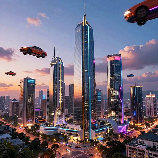 Futuristic Neon City Skyline Vision