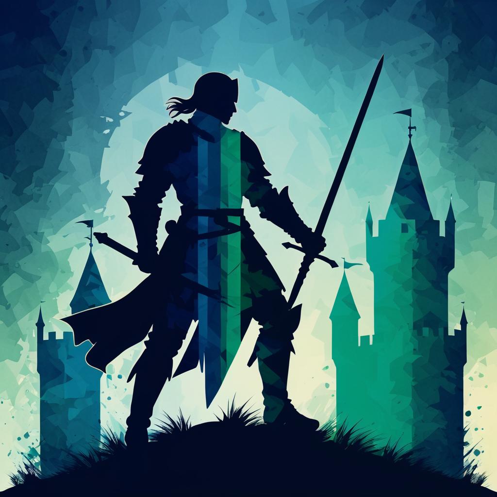 Dynamic Knight Silhouette with Castle Background