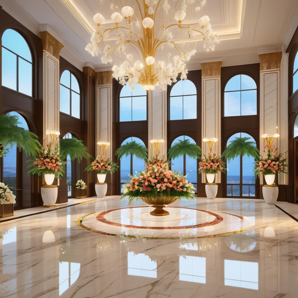 Luxurious Hotel Reception with Floral Elegance