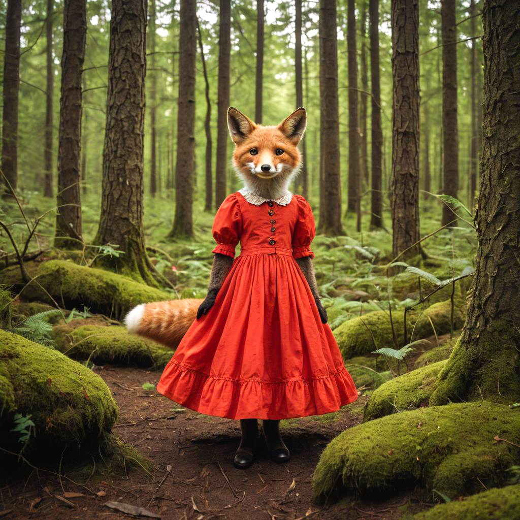 Curious Fox in Enchanted Prairie Dress