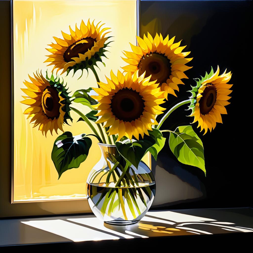 Dramatic Sunflower Oil Painting Masterpiece