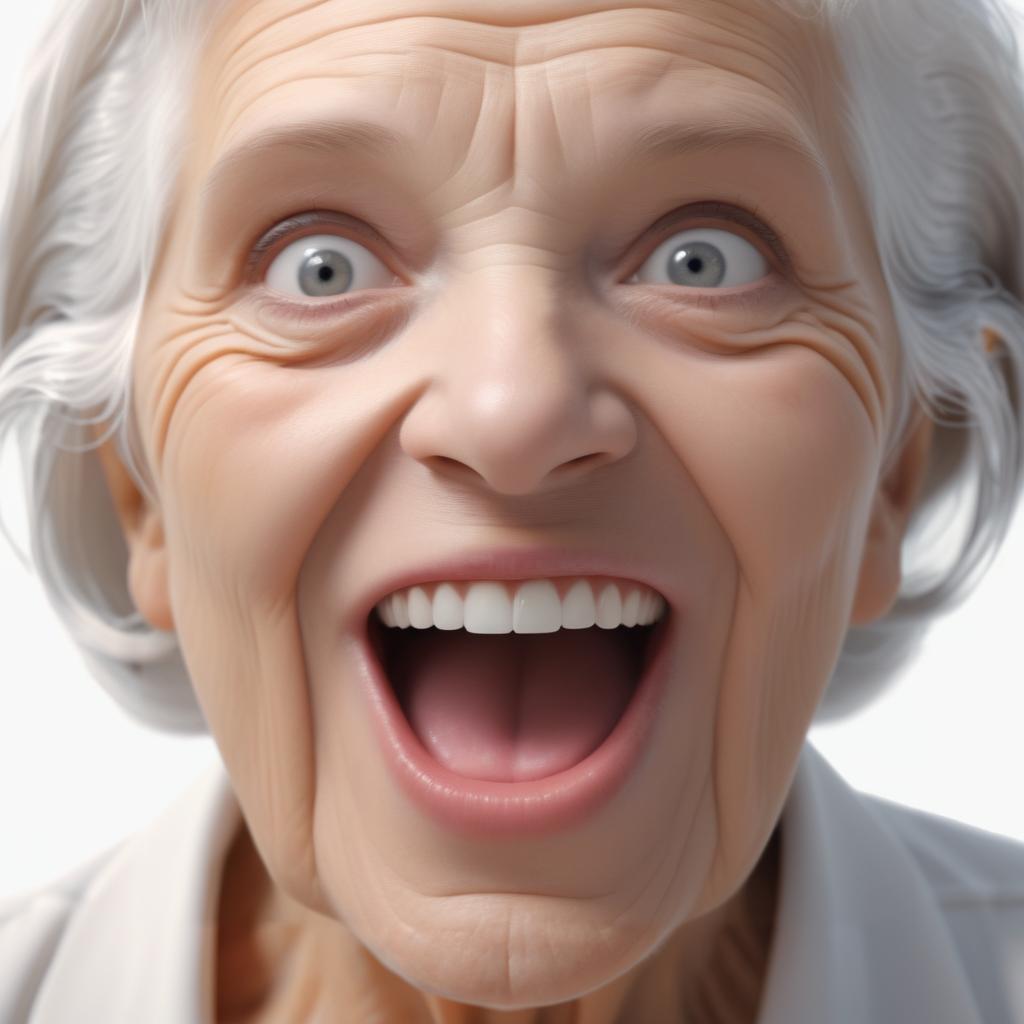 Elderly Woman with White Eyes in 8K