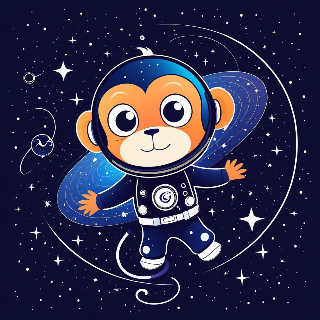 Playful Space Monkey Cartoon Illustration