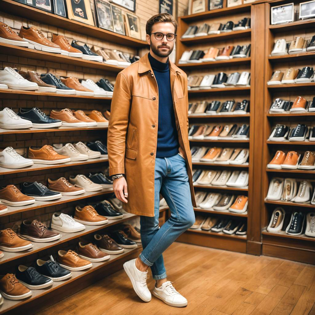 Fashionable Man in Vintage Record Store