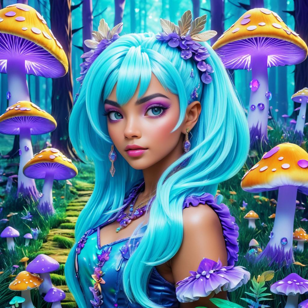 Lavender-Haired Sprite in Mushroom Forest