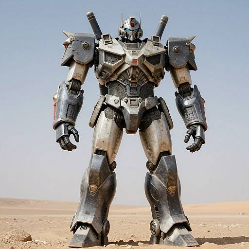 Man in Giant Mech Armor in Desert