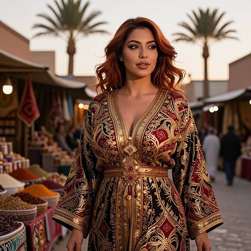Elegant Woman in Moroccan Marketplace