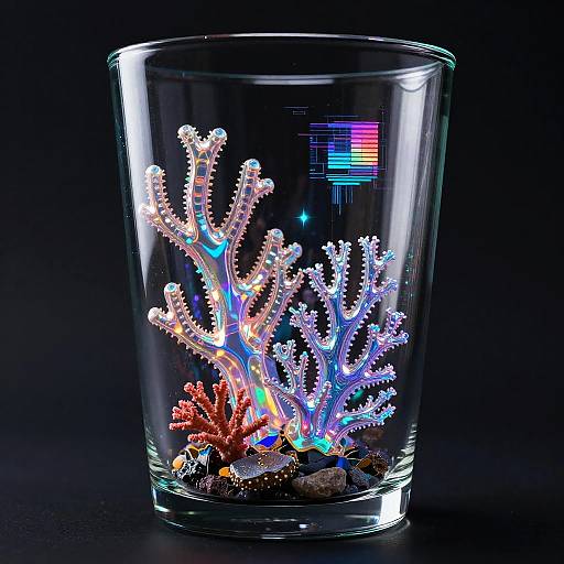 Holographic Coral Vase, Darksynth Sci-Fi