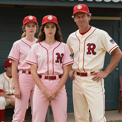Vintage Baseball Team in Retro Uniforms