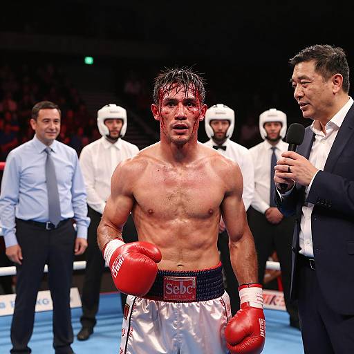 Dramatic Boxing Scene with Announcer